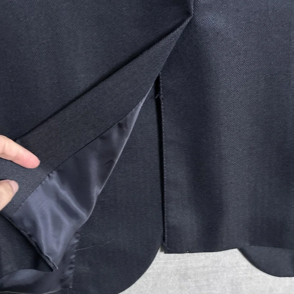 Jos A Bank Sport Coat 46L Blue Herringbone Silk Camelhair Blazer Jacket Classic